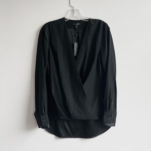 Rag & Bone black v-neck flowy wrap blouse top